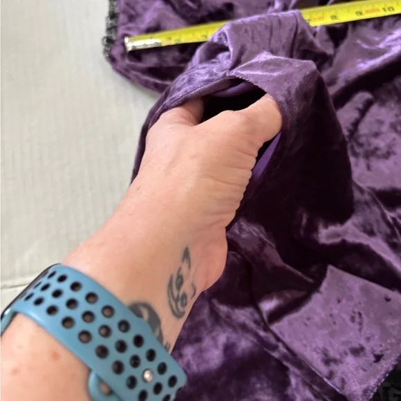 Cosmic Aura Purple Velvet Slip Dress Black Lace And Cross Detail Whimsygoth Sz S - Picture 10 of 11